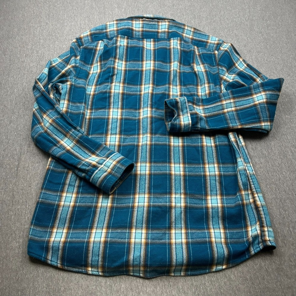LL Bean Long Sleeve Button Up Slightly Fitted Flannel Shirt Mens Medium Blue - Picture 12 of 14